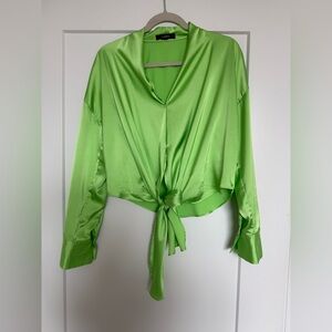 Green Satin Women's Top